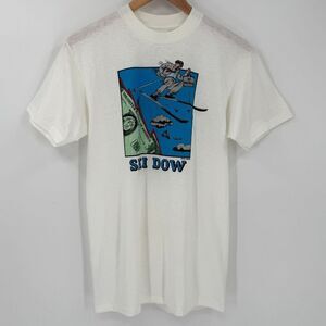 Vintage 1987‎ Sunsales Ski Dow T-Shirt 100% Cotton Single Stitch Unisex Medium